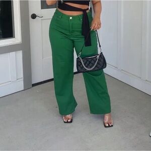 Shiny By Nature curvy girl jeans in green